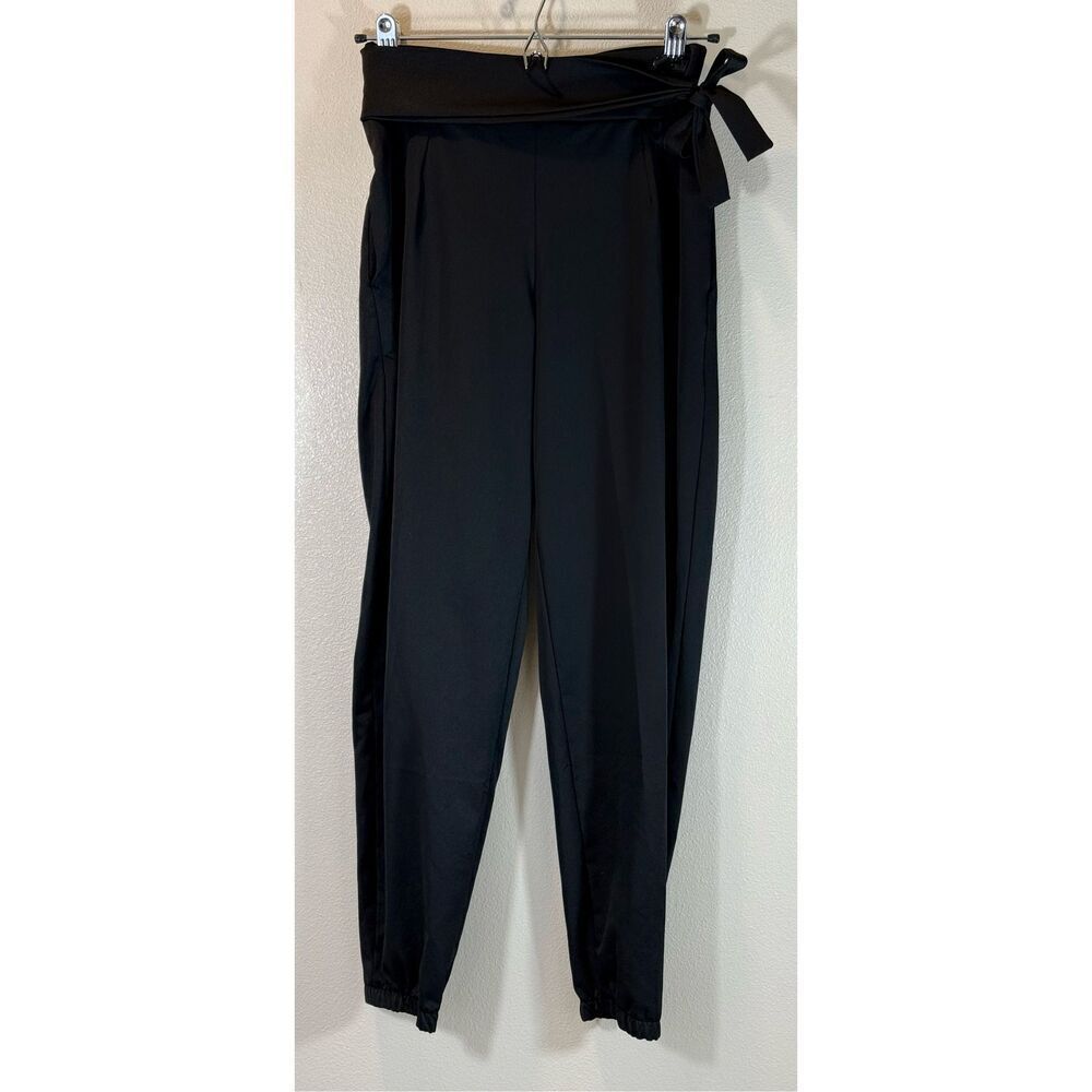 FIVE Dance Wear Nylon Attached Tie Waist Black Jogger Pants Women's Small